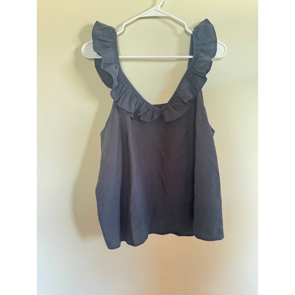 Vero Moda Ruffle Strap V-Neck Tank Top Queeny Navy Size XL